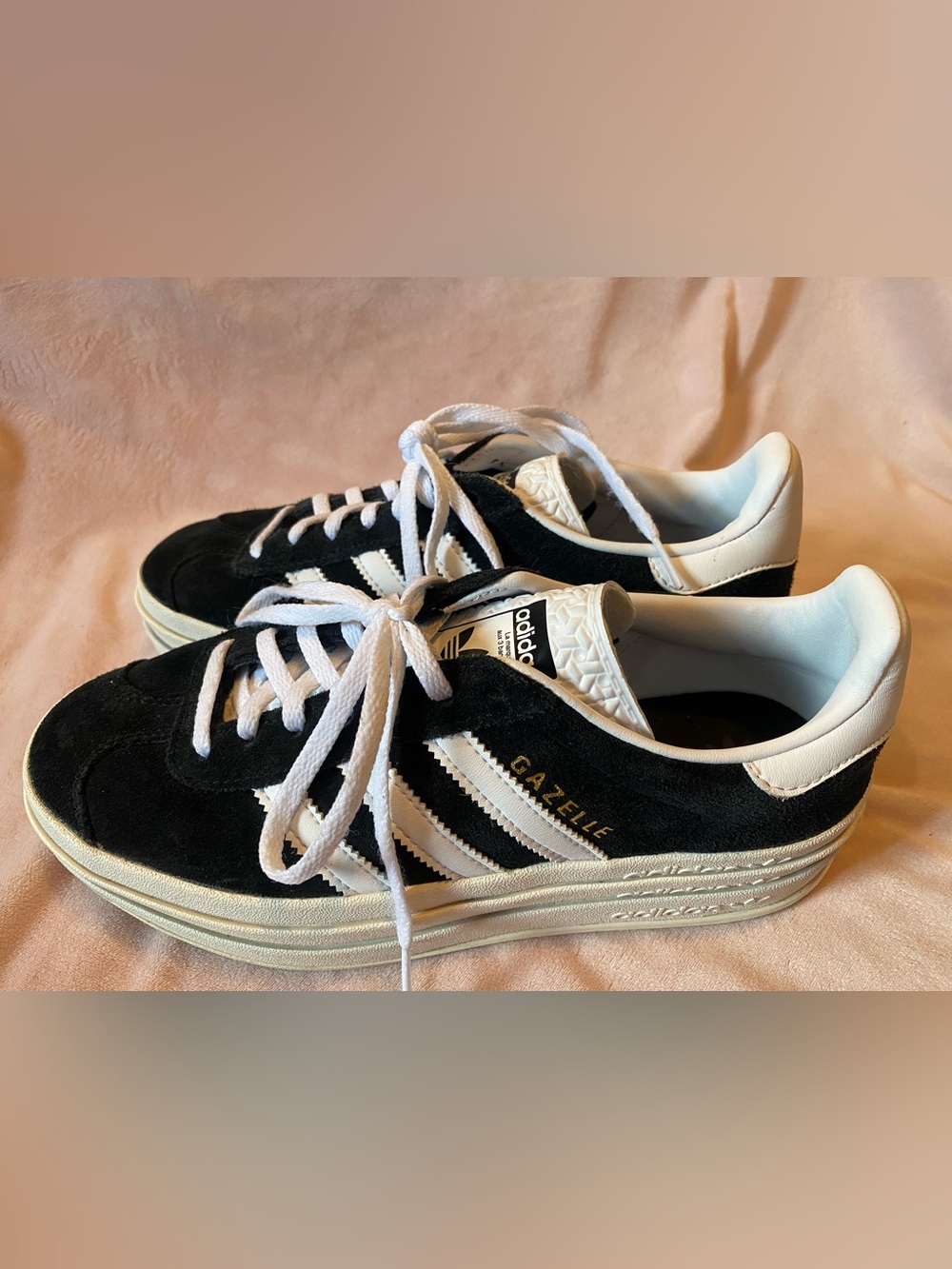 Women’s Adidas Gazelle Black and White Suede Sneakers - Size 7.5